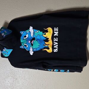 Ripndip Size Large Black Hoodie Save The World Earth Patches